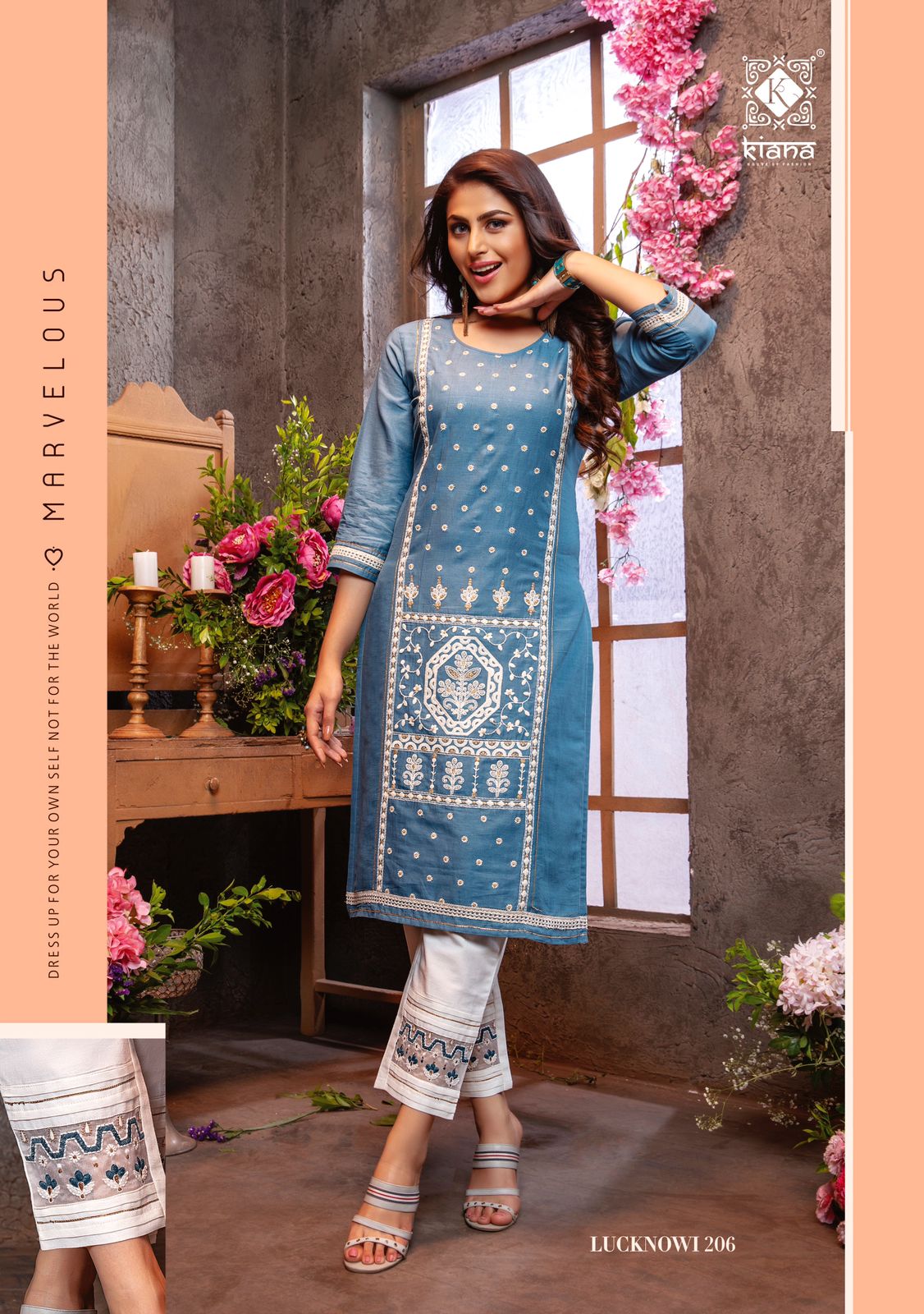 Kiana Lucknowi 2 Fancy Ethnic Wear Cotton Kurti With Bottom Collection